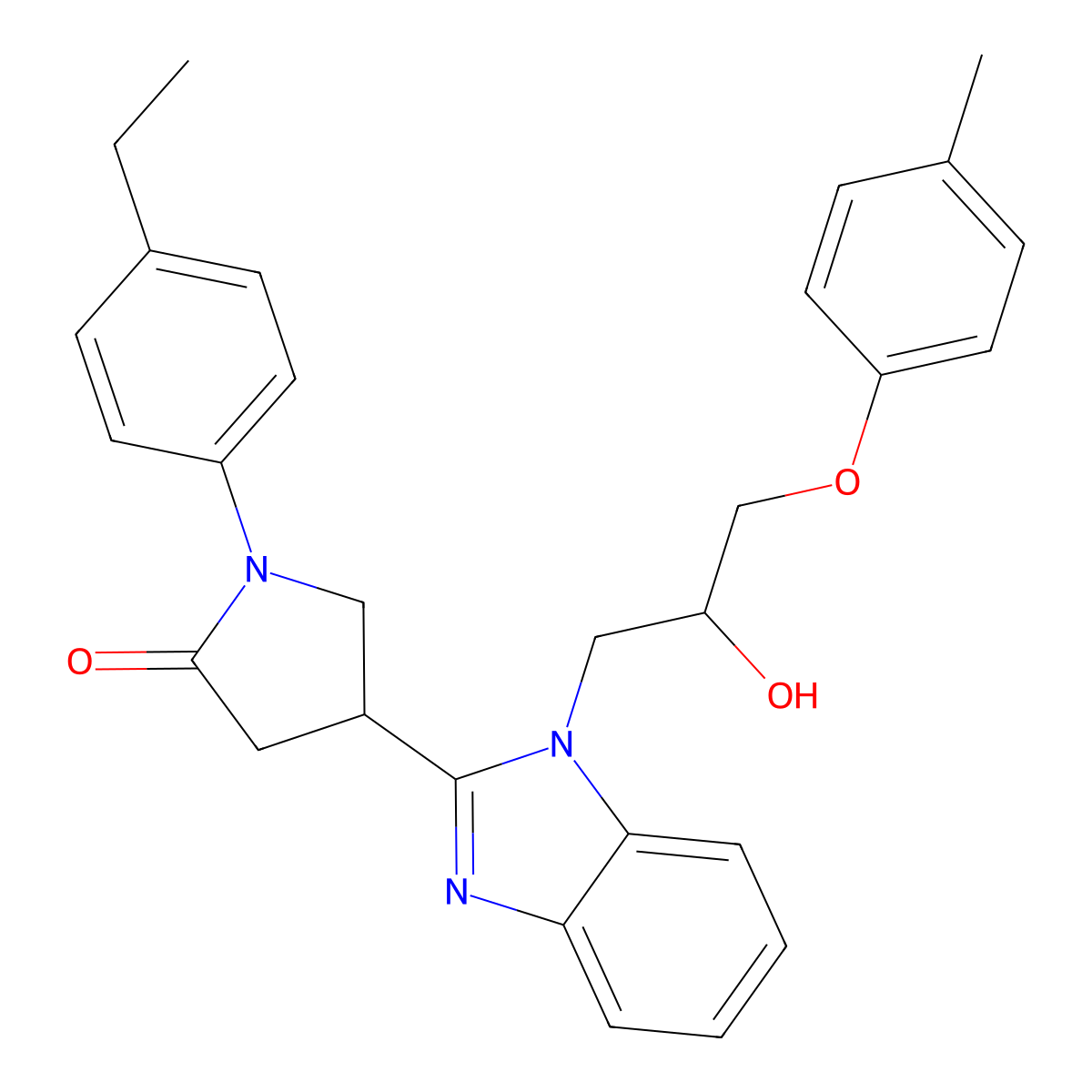 1-(4-ethylphenyl)-4-{1-[2-hydroxy-3-(4-methylphenoxy)propyl]-1H-benzimidazol-2-yl}pyrrolidin-2-one molecular structure, CAS 1111062-79-3