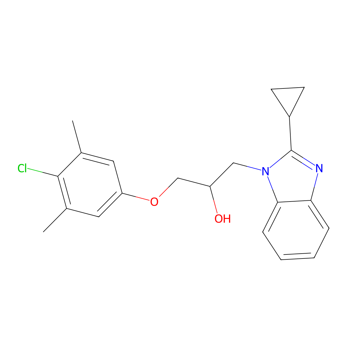 1-(4-chloro-3,5-dimethylphenoxy)-3-(2-cyclopropyl-1H-benzimidazol-1-yl)propan-2-ol molecular structure, CAS 1111063-07-0