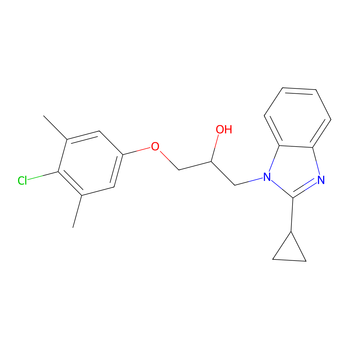 1-(4-chloro-3,5-dimethylphenoxy)-3-(2-cyclopropyl-1H-benzimidazol-1-yl)propan-2-ol molecular structure, CAS 1111063-07-0