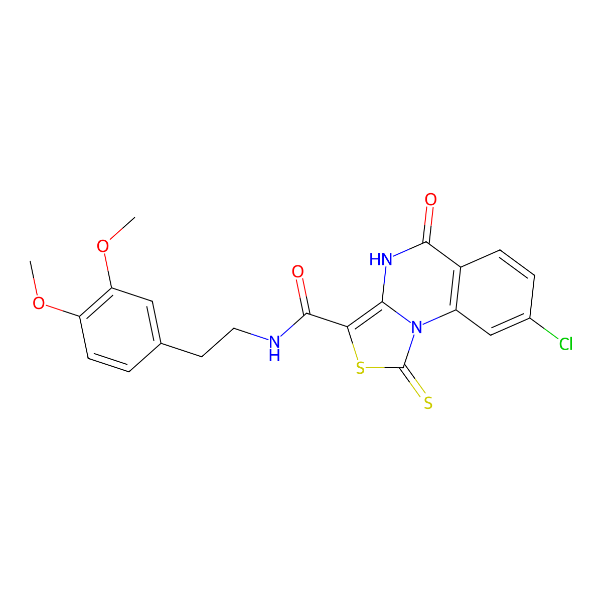 8-chloro-N-(3,4-dimethoxyphenethyl)-5-oxo-1-thioxo-4,5-dihydro-1H-thiazolo[3,4-a]quinazoline-3-carboxamide molecular structure, CAS 1111063-13-8