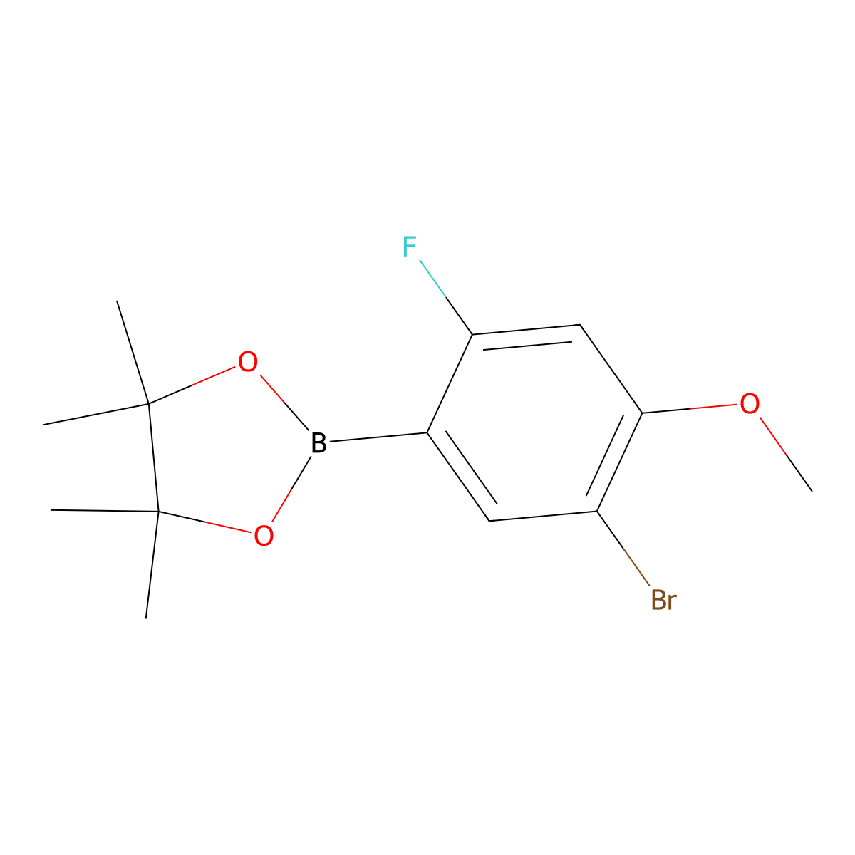 2-(5-Bromo-2-fluoro-4-methoxyphenyl)-4,4,5,5-tetramethyl-1,3,2-dioxaborolane molecular structure, CAS 1111096-07-1