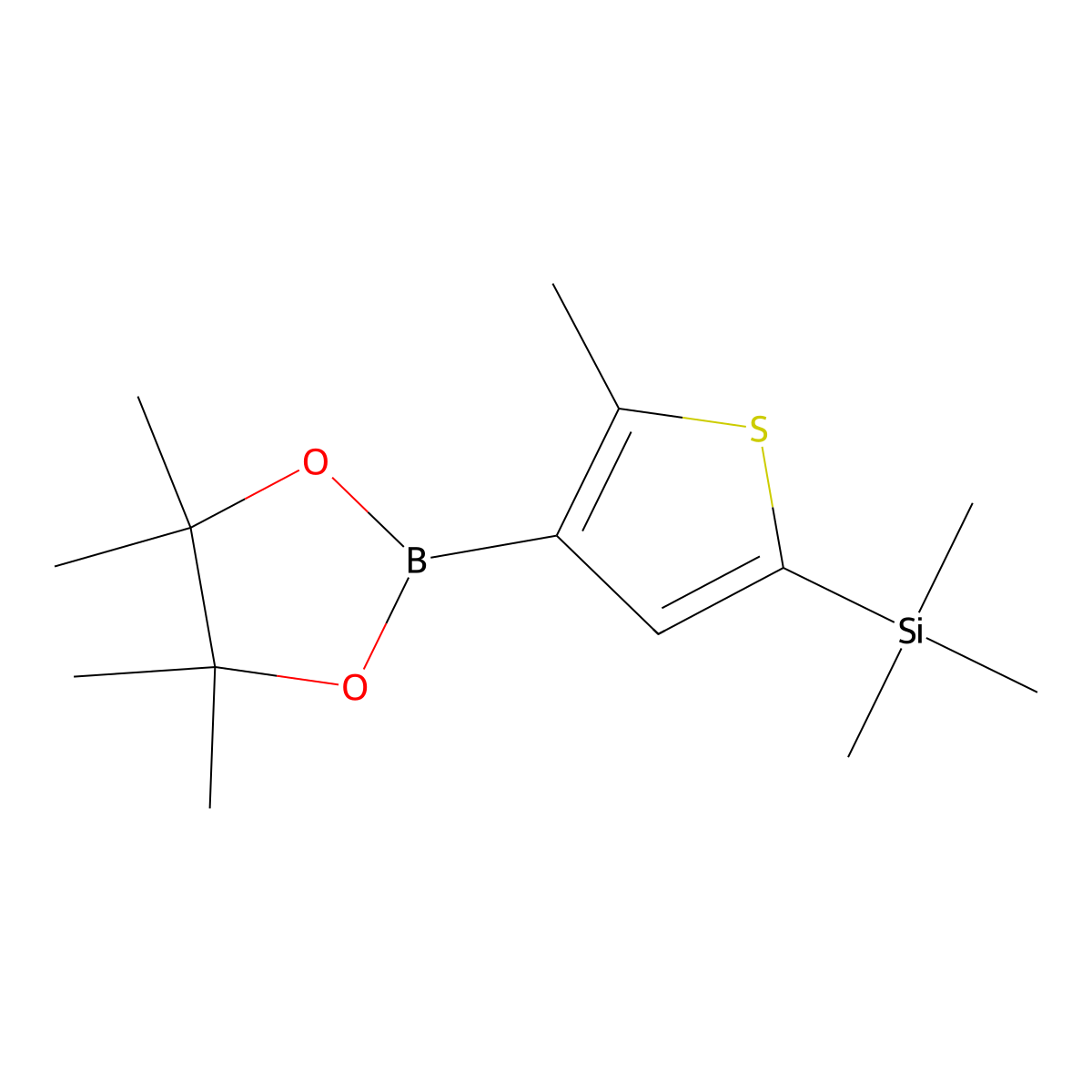 Trimethyl(5-methyl-4-(4,4,5,5-tetramethyl-1,3,2-dioxaborolan-2-YL)thiophen-2-YL)silane molecular structure, CAS 1111096-11-7