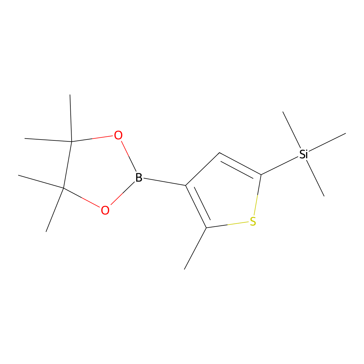 Trimethyl(5-methyl-4-(4,4,5,5-tetramethyl-1,3,2-dioxaborolan-2-YL)thiophen-2-YL)silane molecular structure, CAS 1111096-11-7
