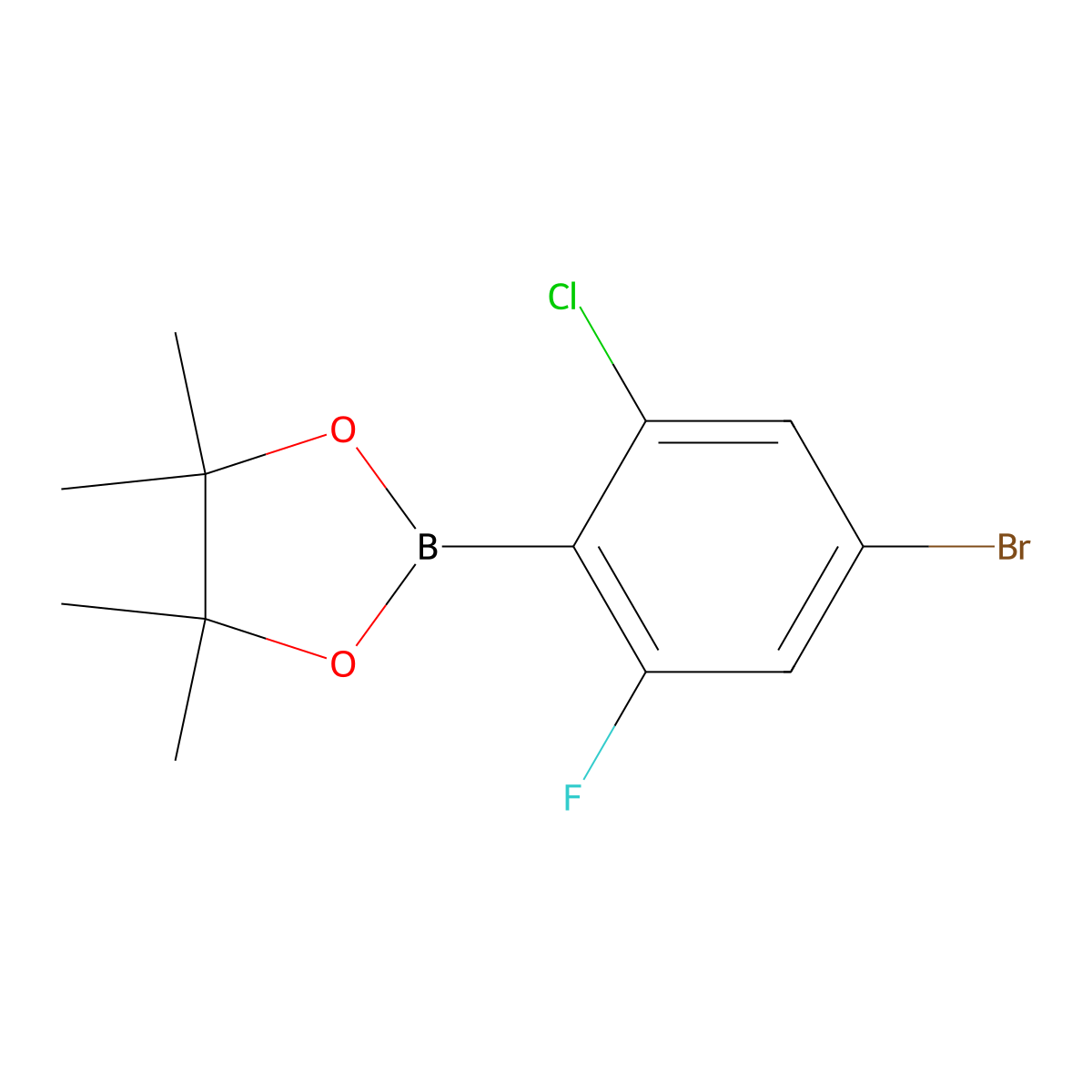 2-(4-Bromo-2-chloro-6-fluorophenyl)-4,4,5,5-tetramethyl-1,3,2-dioxaborolane molecular structure, CAS 1111096-22-0