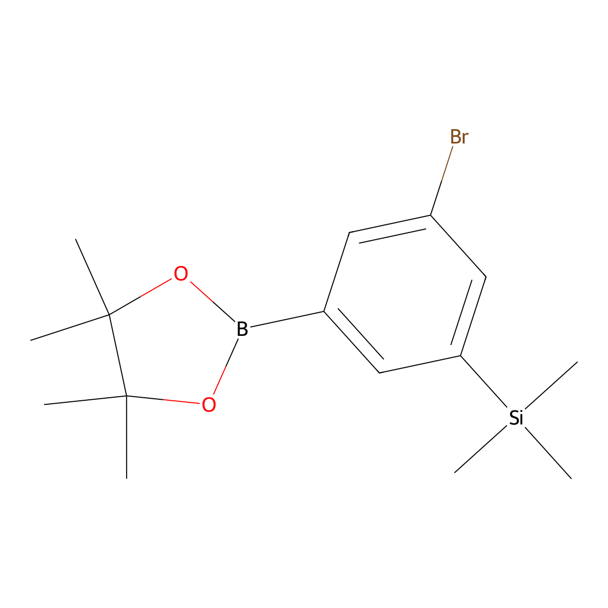 (3-Bromo-5-(4,4,5,5-tetramethyl-1,3,2-dioxaborolan-2-YL)phenyl)trimethylsilane molecular structure, CAS 1111096-40-2