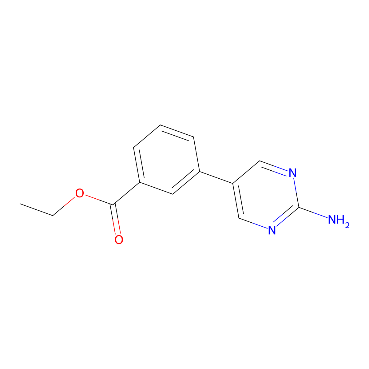 Ethyl 3-(2-amino-5-pyrimidinyl)benzoate molecular structure, CAS 1111101-72-4
