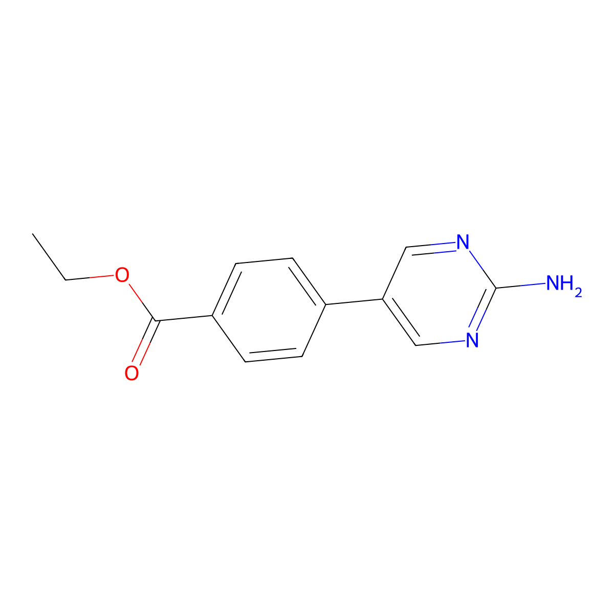 Ethyl 4-(2-amino-5-pyrimidinyl)benzoate molecular structure, CAS 1111101-73-5