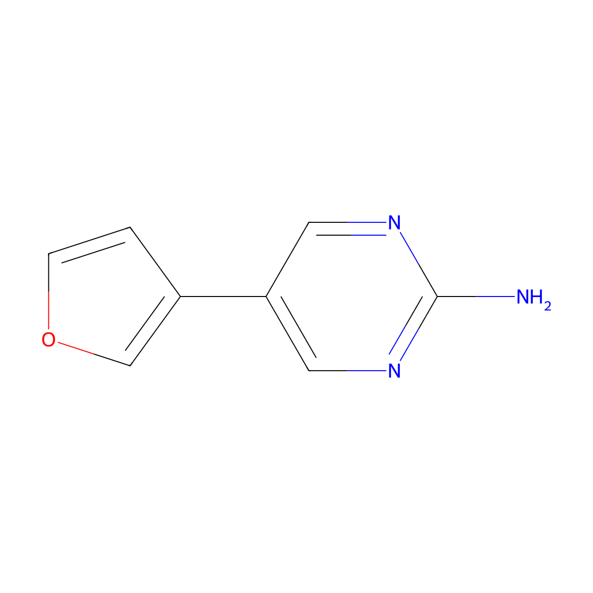2-Amino-5-(3-furyl)pyrimidine molecular structure, CAS 1111101-87-1