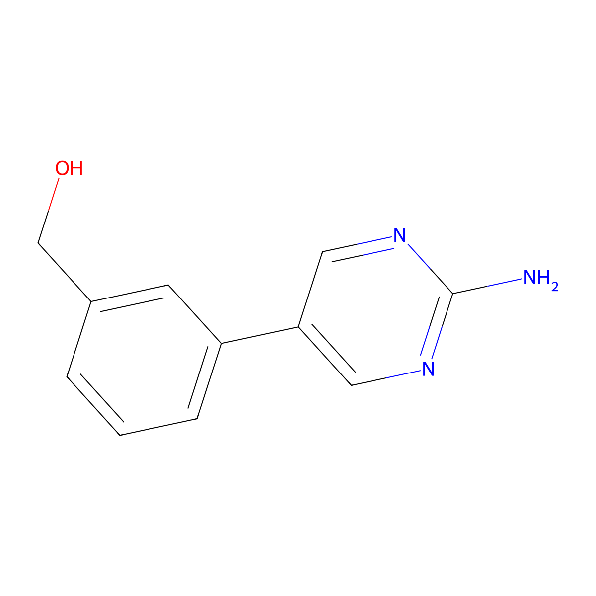 (3-(2-Aminopyrimidin-5-yl)phenyl)methanol molecular structure, CAS 1111102-40-9