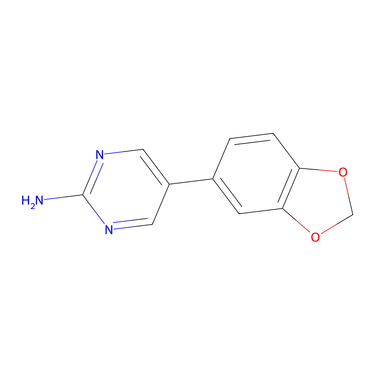 5-(1,3-Benzodioxol-5-yl)-2-pyrimidinamine molecular structure, CAS 1111102-58-9