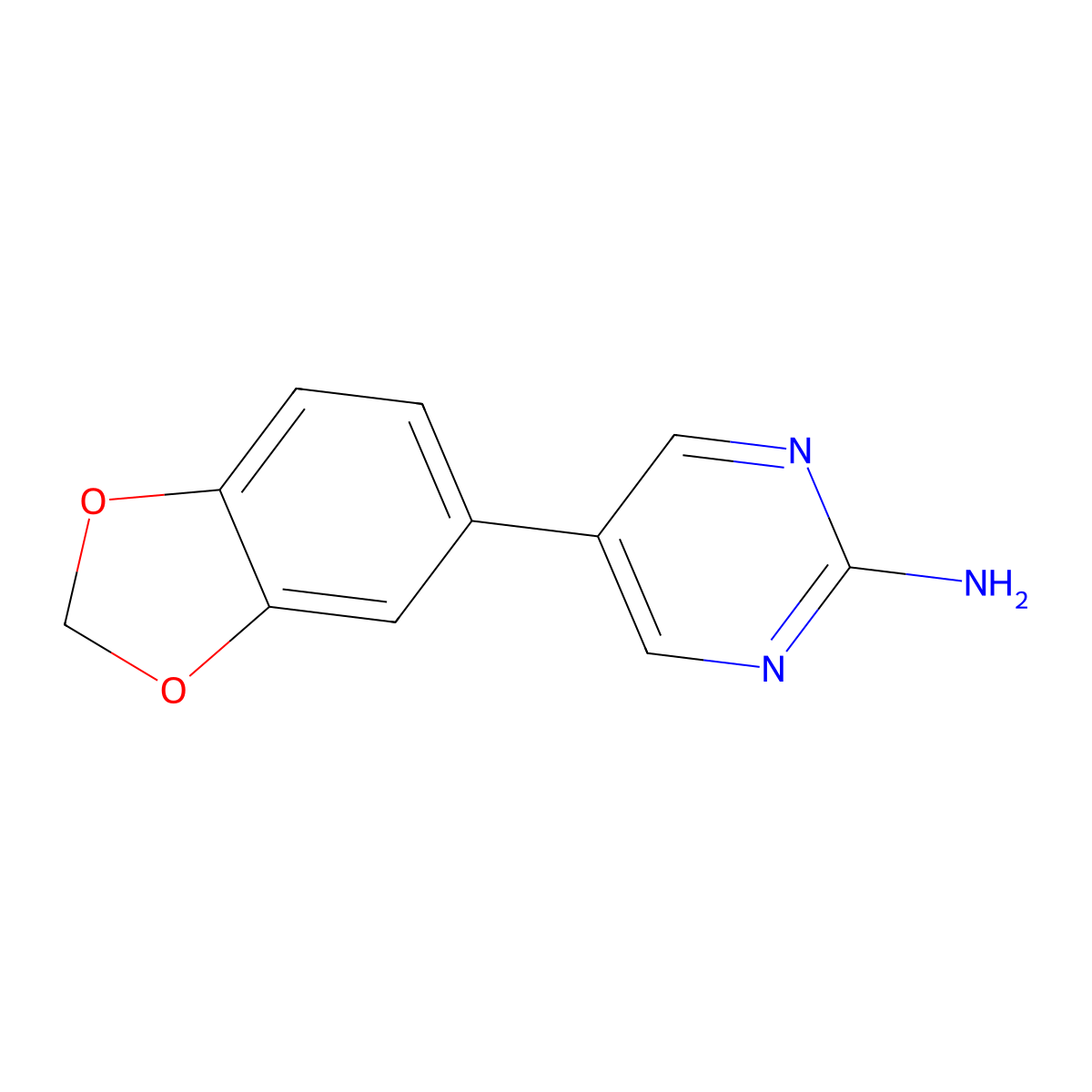 5-(1,3-Benzodioxol-5-yl)-2-pyrimidinamine molecular structure, CAS 1111102-58-9