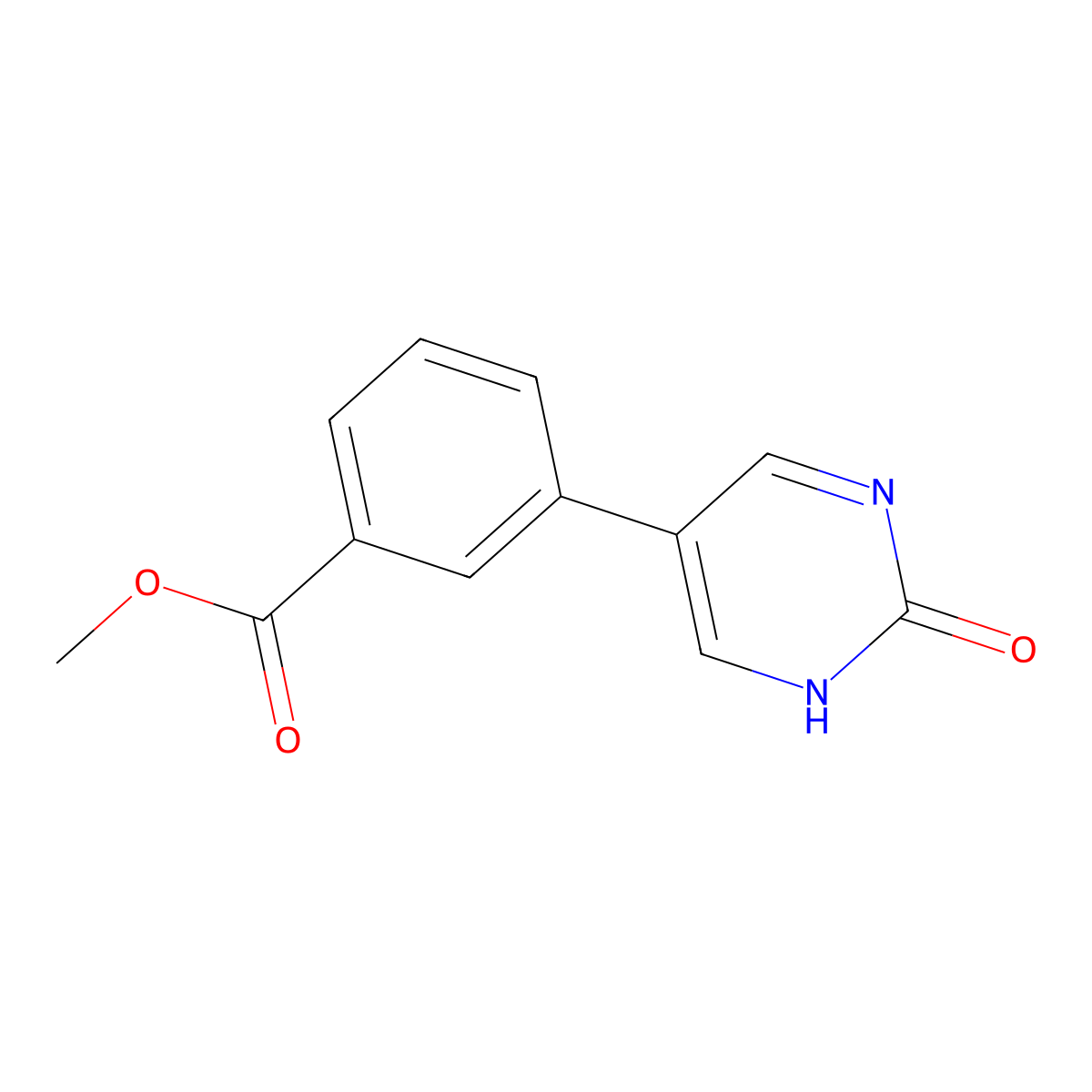 Methyl 3-(2-oxo-1,2-dihydropyrimidin-5-yl)benzoate molecular structure, CAS 1111104-35-8