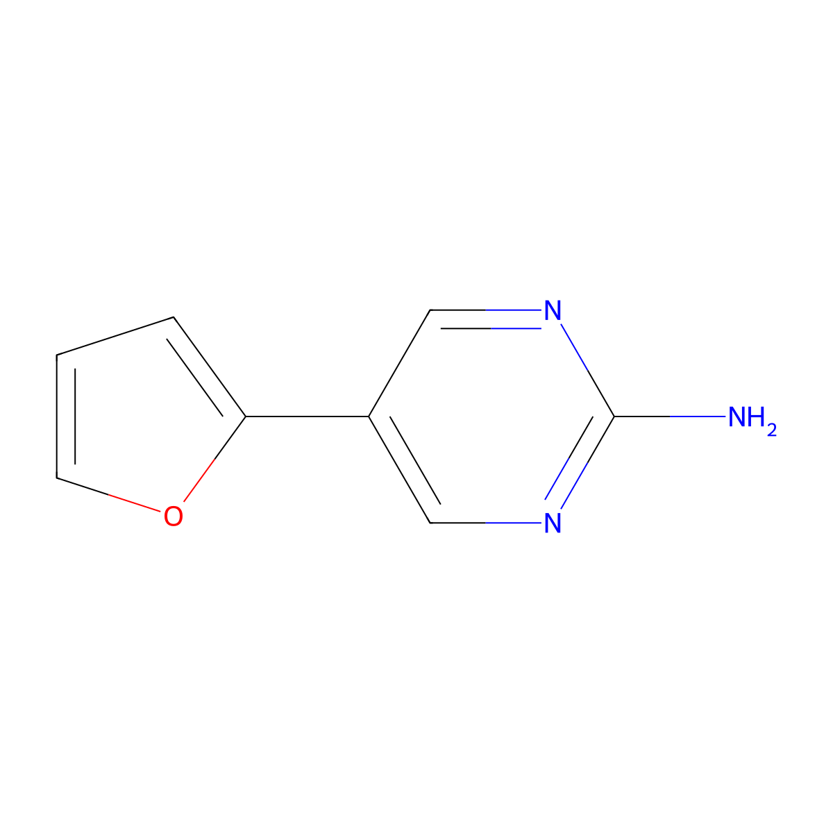 5-(Furan-2-yl)pyrimidin-2-amine molecular structure, CAS 1111104-91-6