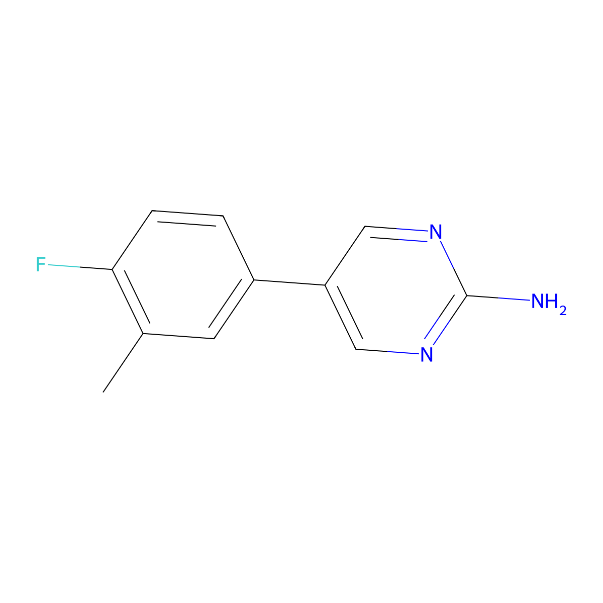 5-(4-Fluoro-3-methylphenyl)-2-pyrimidinamine molecular structure, CAS 1111105-04-4