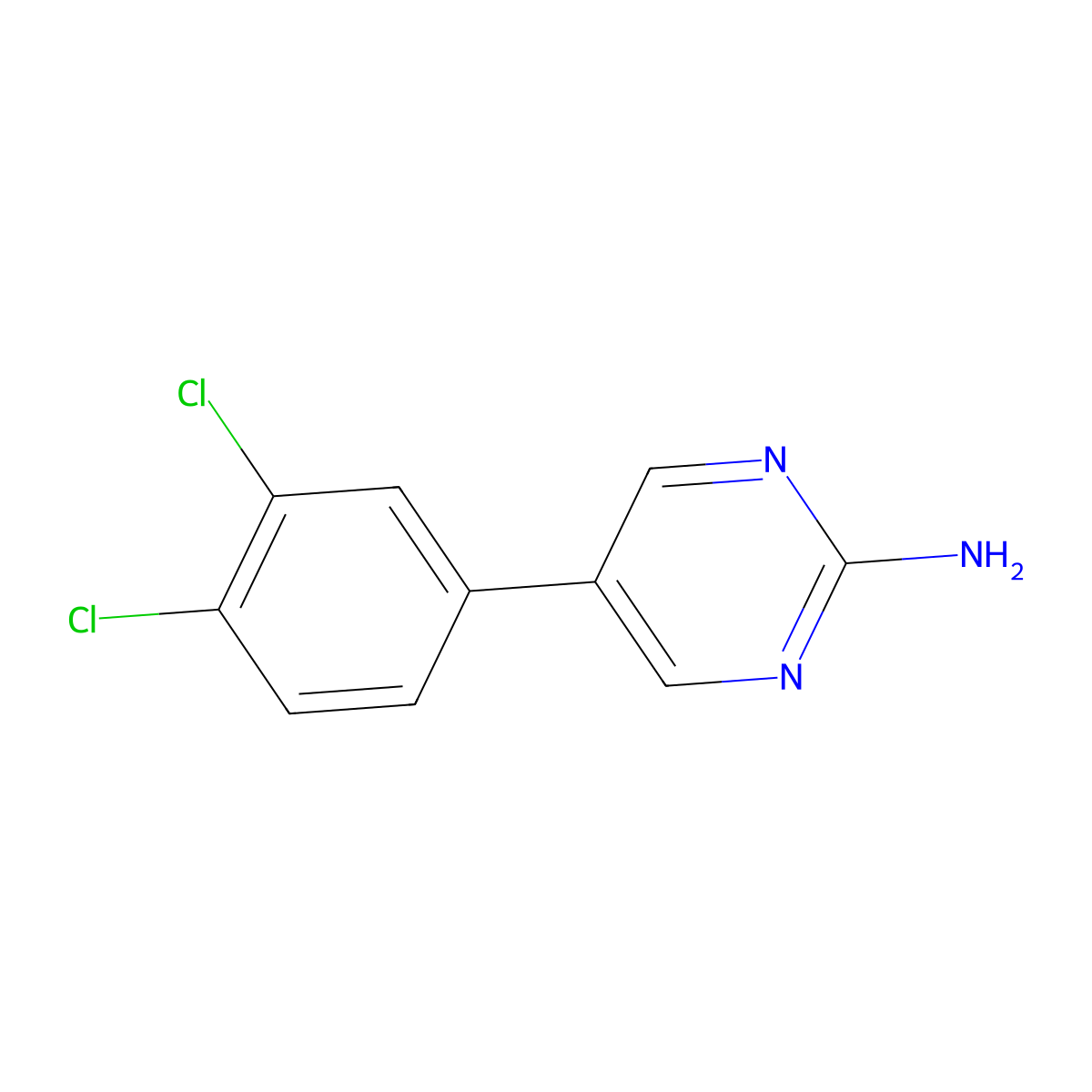5-(3,4-Dichlorophenyl)pyrimidin-2-amine molecular structure, CAS 1111111-91-1