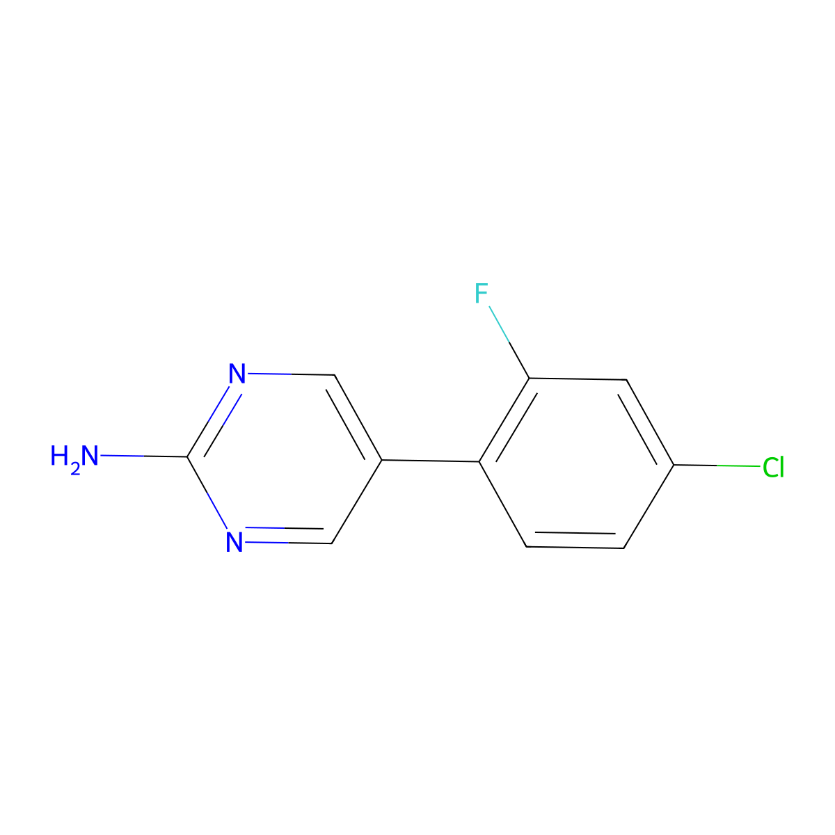 5-(4-Chloro-2-fluorophenyl)pyrimidin-2-amine molecular structure, CAS 1111111-97-7