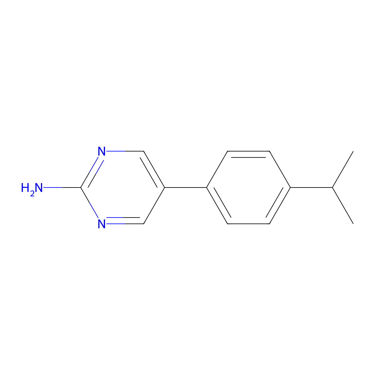 5-[4-(Propan-2-yl)phenyl]pyrimidin-2-amine molecular structure, CAS 1111111-98-8