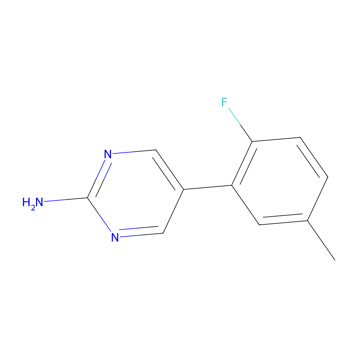 5-(2-Fluoro-5-methylphenyl)-2-pyrimidinamine molecular structure, CAS 1111112-06-1