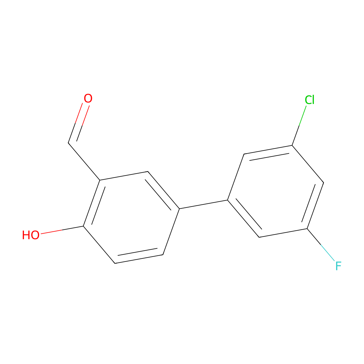 4-(3-Chloro-5-fluorophenyl)-2-formylphenol molecular structure, CAS 1111120-40-1