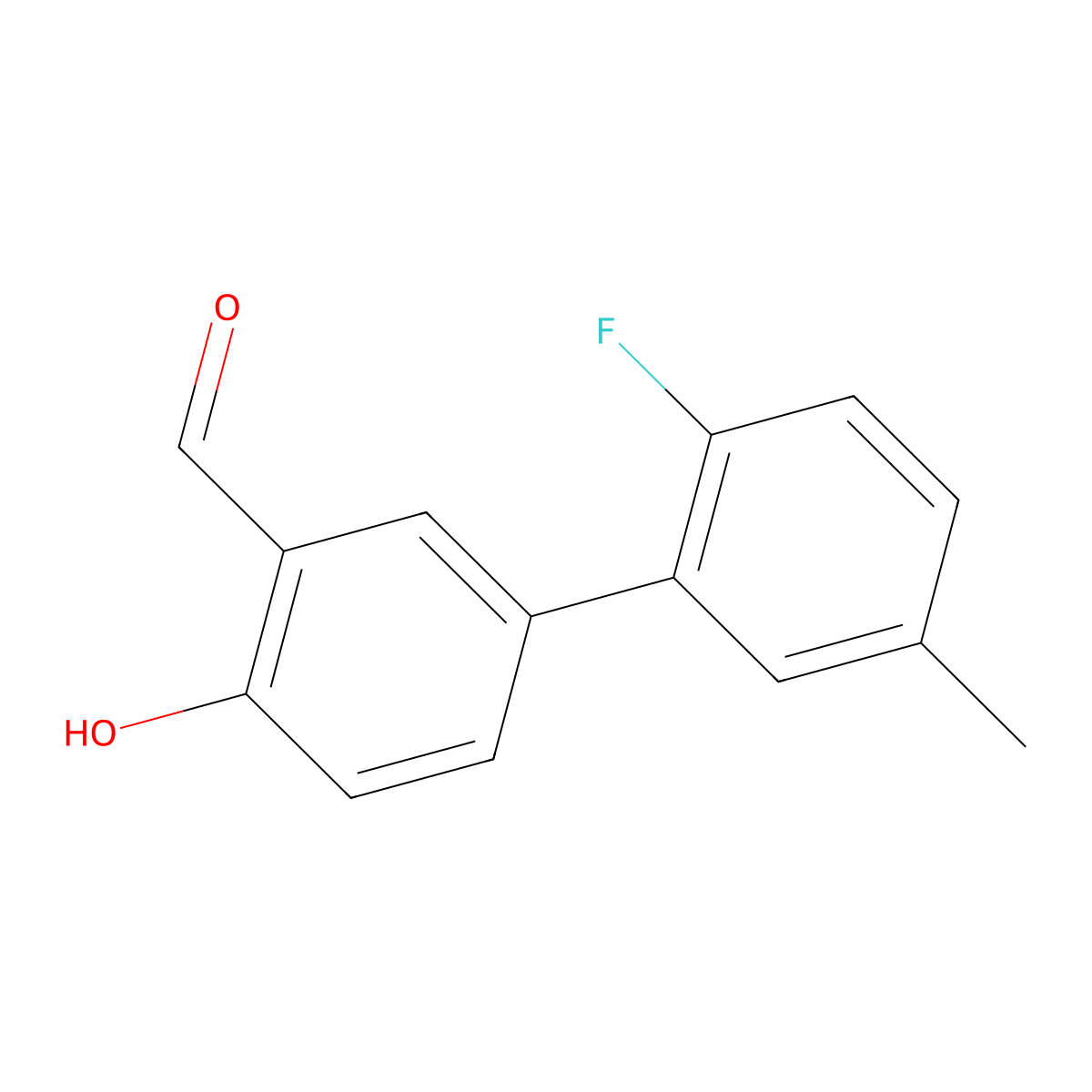 4-(2-Fluoro-5-methylphenyl)-2-formylphenol molecular structure, CAS 1111129-23-7