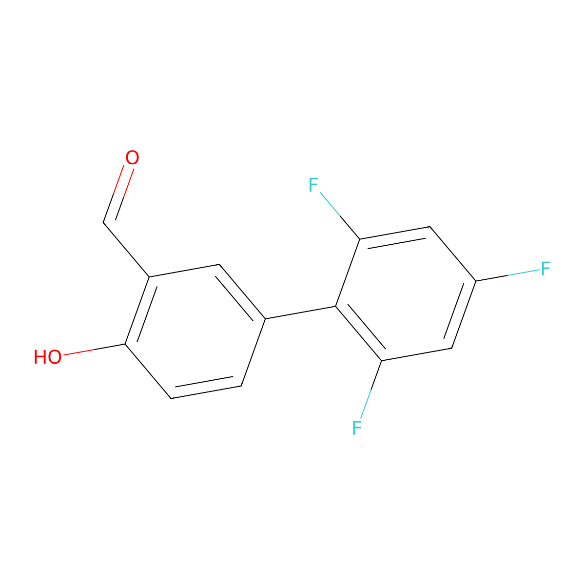 2-Formyl-4-(2,4,6-trifluorophenyl)phenol molecular structure, CAS 1111129-46-4