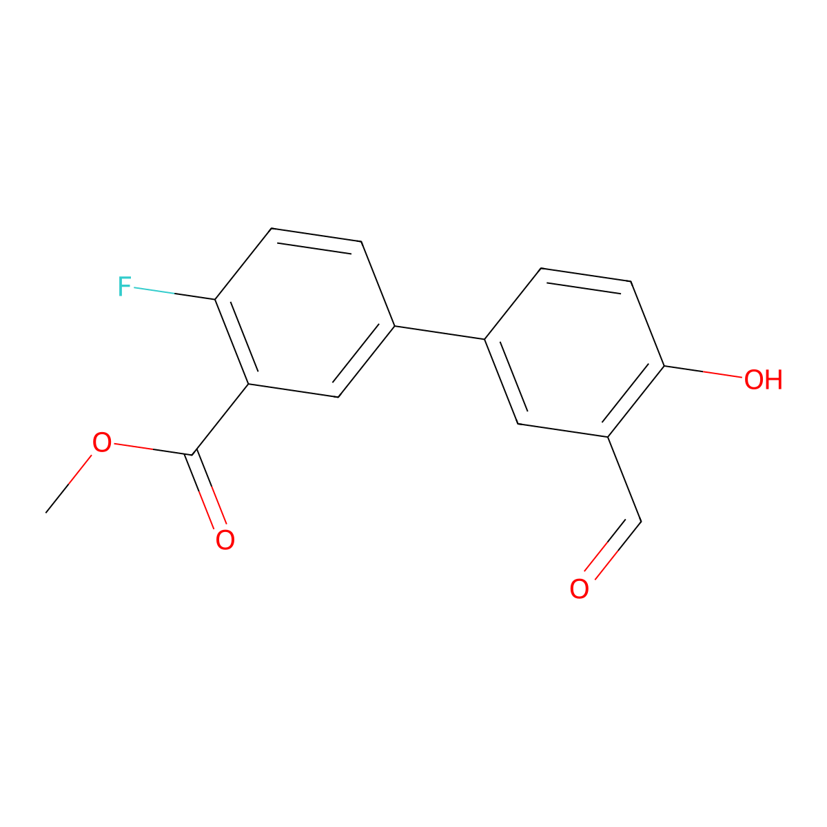 4-(4-Fluoro-3-methoxycarbonylphenyl)-2-formylphenol molecular structure, CAS 1111132-38-7