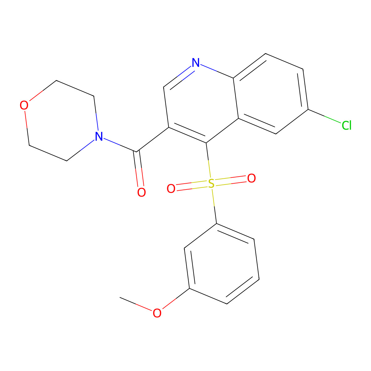 (6-Chloro-4-((3-methoxyphenyl)sulfonyl)quinolin-3-yl)(morpholino)methanone molecular structure, CAS 1111147-13-7