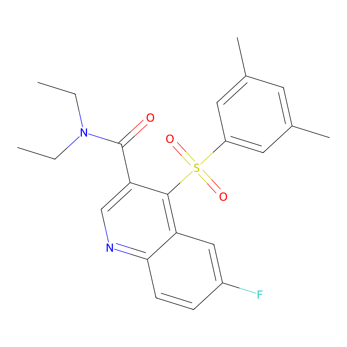 4-((3,5-dimethylphenyl)sulfonyl)-N,N-diethyl-6-fluoroquinoline-3-carboxamide molecular structure, CAS 1111147-19-3