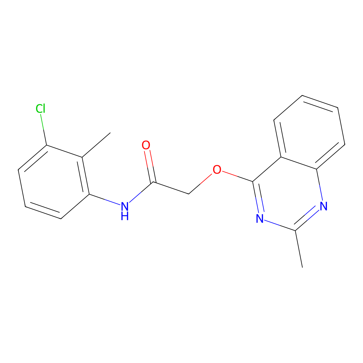 N-(3-chloro-2-methylphenyl)-2-[(2-methylquinazolin-4-yl)oxy]acetamide molecular structure, CAS 1111149-25-7