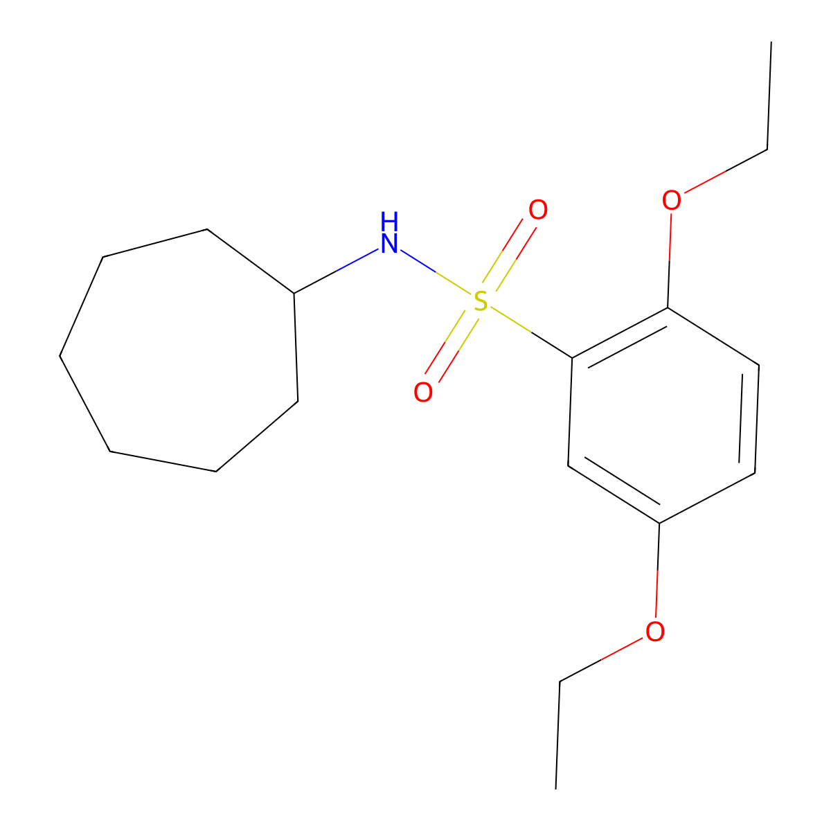 N-cycloheptyl-2,5-diethoxybenzenesulfonamide molecular structure, CAS 1111149-53-1