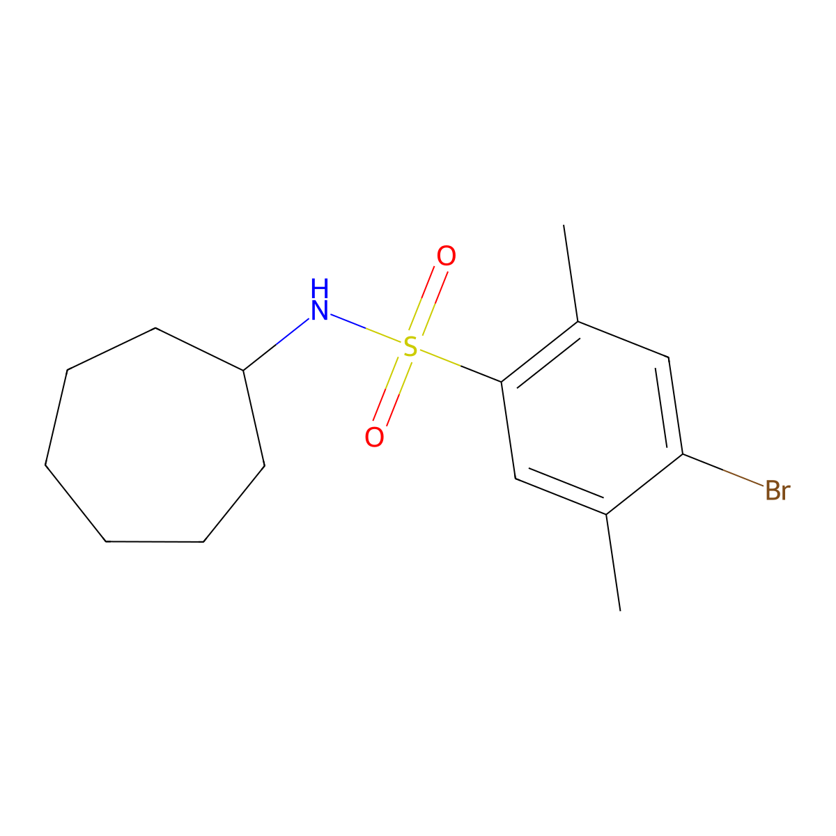 [(4-Bromo-2,5-dimethylphenyl)sulfonyl]cycloheptylamine molecular structure, CAS 1111149-54-2