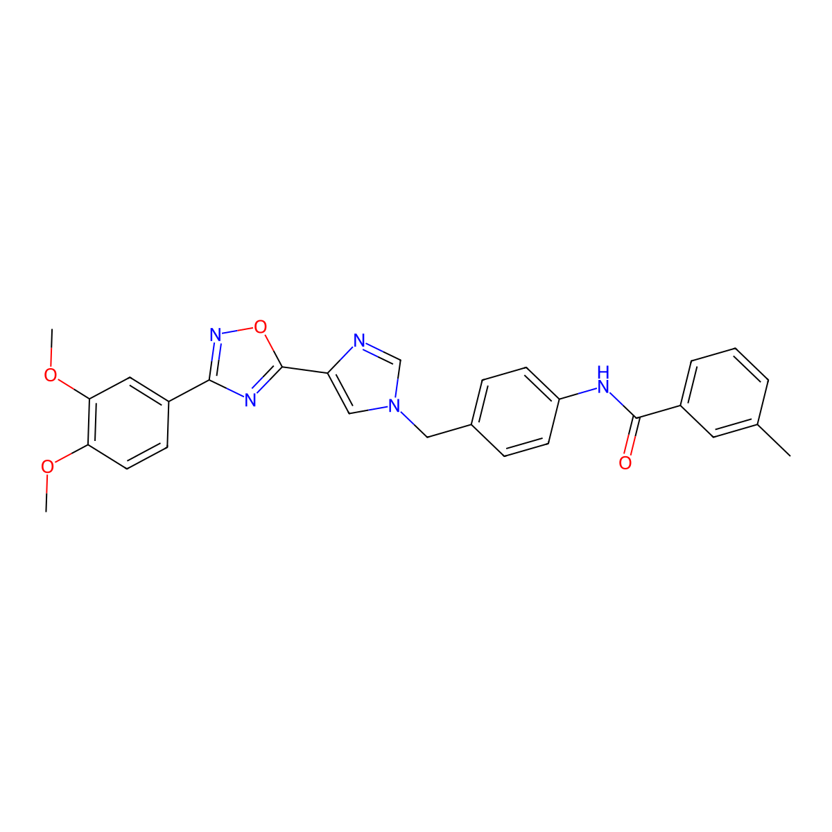 N-[4-({4-[3-(3,4-dimethoxyphenyl)-1,2,4-oxadiazol-5-yl]-1H-imidazol-1-yl}methyl)phenyl]-3-methylbenzamide molecular structure, CAS 1111150-56-1
