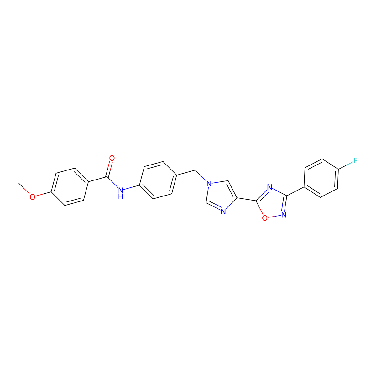 N-[4-({4-[3-(4-fluorophenyl)-1,2,4-oxadiazol-5-yl]-1H-imidazol-1-yl}methyl)phenyl]-4-methoxybenzamide molecular structure, CAS 1111150-70-9