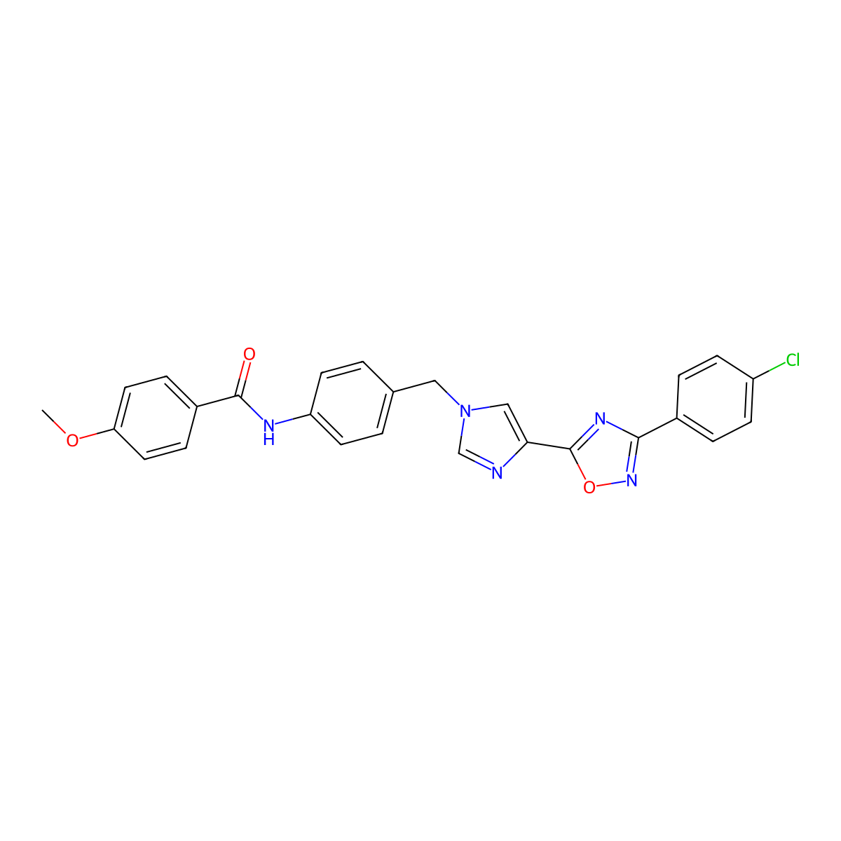 N-[4-({4-[3-(4-chlorophenyl)-1,2,4-oxadiazol-5-yl]-1H-imidazol-1-yl}methyl)phenyl]-4-methoxybenzamide molecular structure, CAS 1111150-72-1