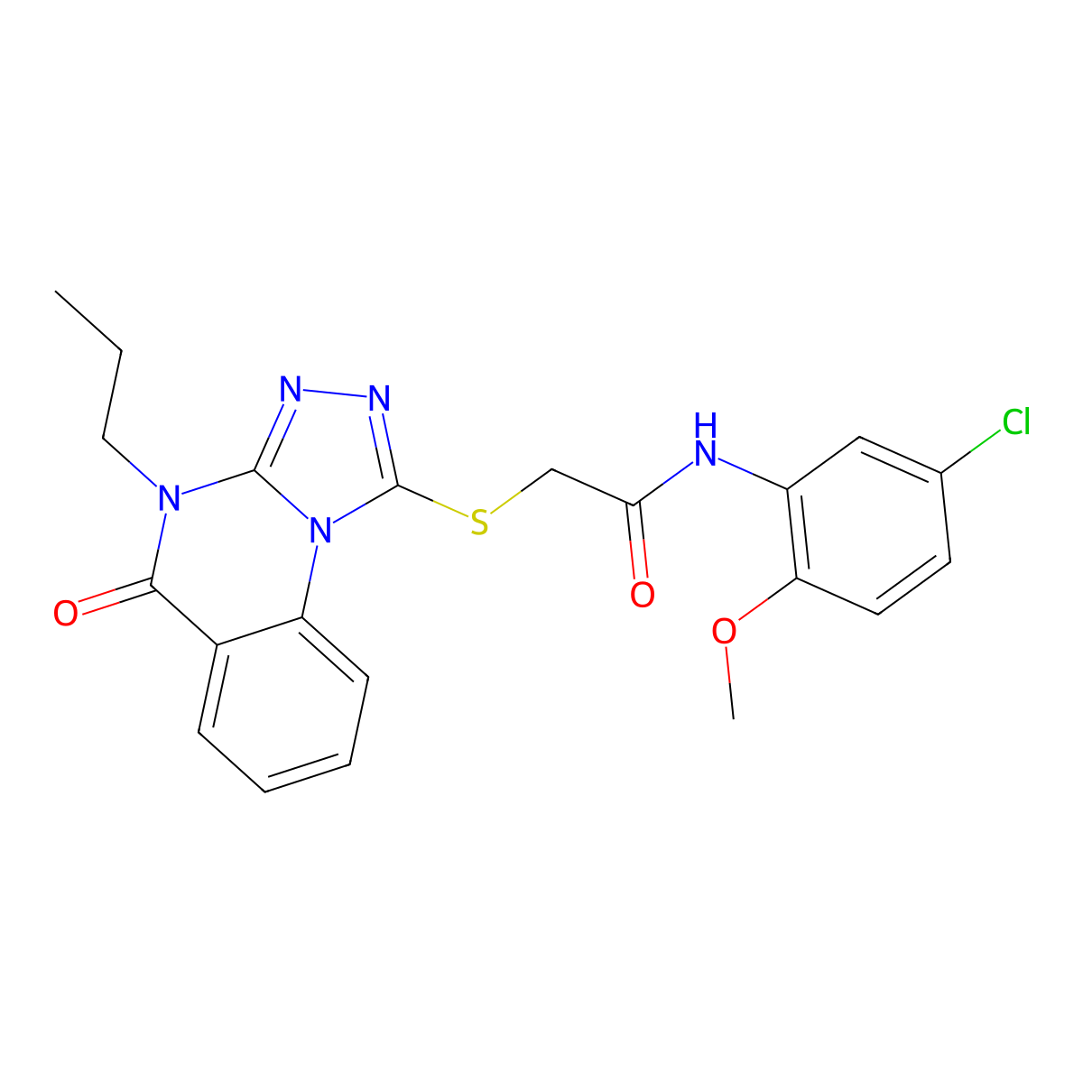 N-(5-chloro-2-methoxyphenyl)-2-({5-oxo-4-propyl-4H,5H-[1,2,4]triazolo[4,3-a]quinazolin-1-yl}sulfanyl)acetamide molecular structure, CAS 1111151-10-0