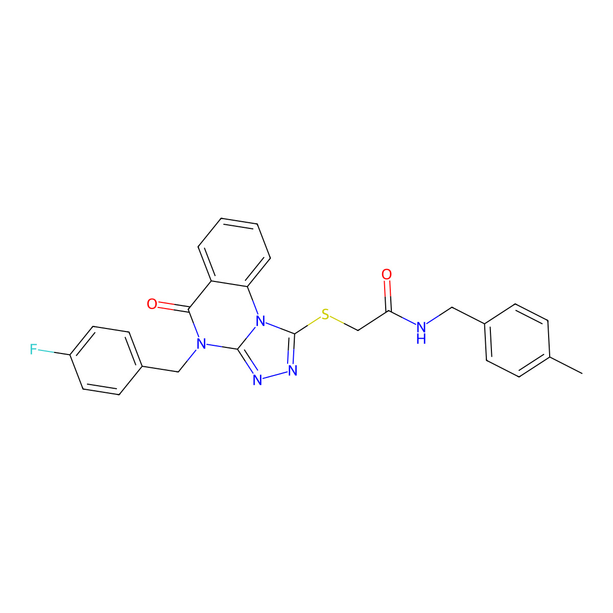 2-((4-(4-fluorobenzyl)-5-oxo-4,5-dihydro-[1,2,4]triazolo[4,3-a]quinazolin-1-yl)thio)-N-(4-methylbenzyl)acetamide molecular structure, CAS 1111151-35-9