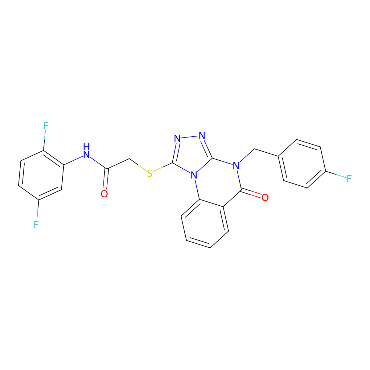 N-(2,5-difluorophenyl)-2-((4-(4-fluorobenzyl)-5-oxo-4,5-dihydro-[1,2,4]triazolo[4,3-a]quinazolin-1-yl)thio)acetamide molecular structure, CAS 1111151-38-2
