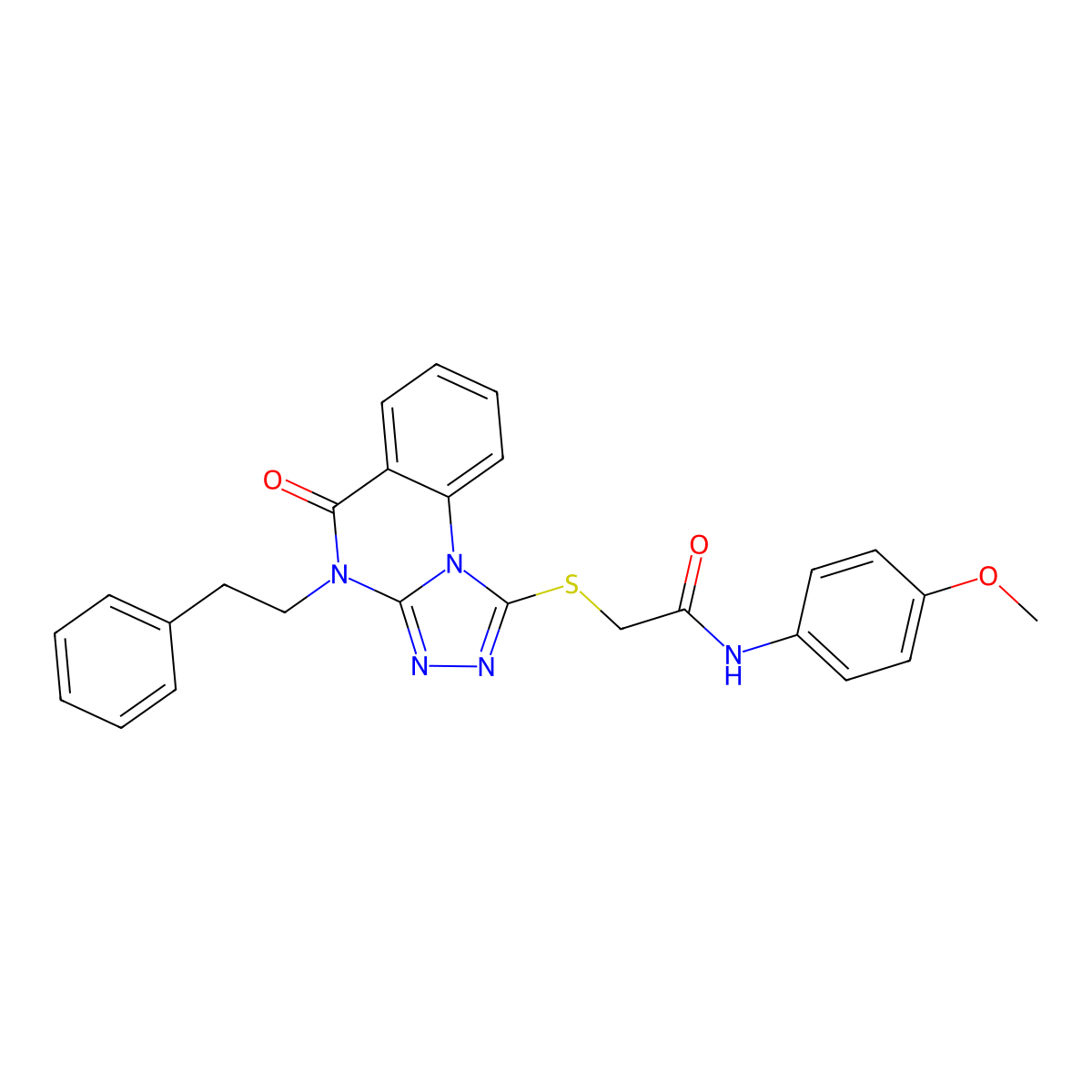 N-(4-methoxyphenyl)-2-((5-oxo-4-phenethyl-4,5-dihydro-[1,2,4]triazolo[4,3-a]quinazolin-1-yl)thio)acetamide molecular structure, CAS 1111151-41-7