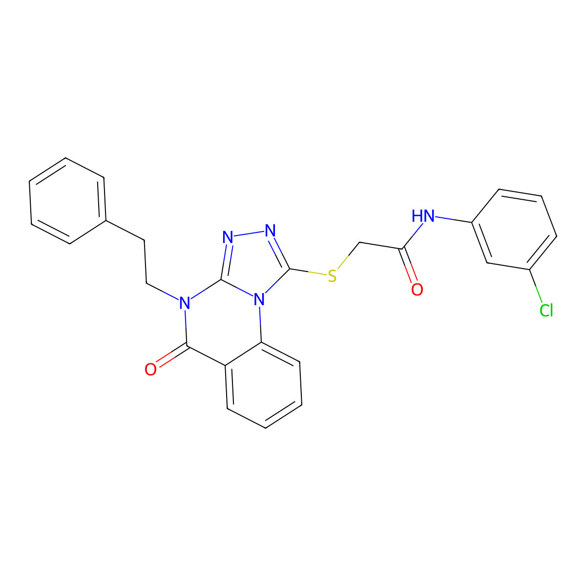 N-(3-chlorophenyl)-2-((5-oxo-4-phenethyl-4,5-dihydro-[1,2,4]triazolo[4,3-a]quinazolin-1-yl)thio)acetamide molecular structure, CAS 1111151-43-9