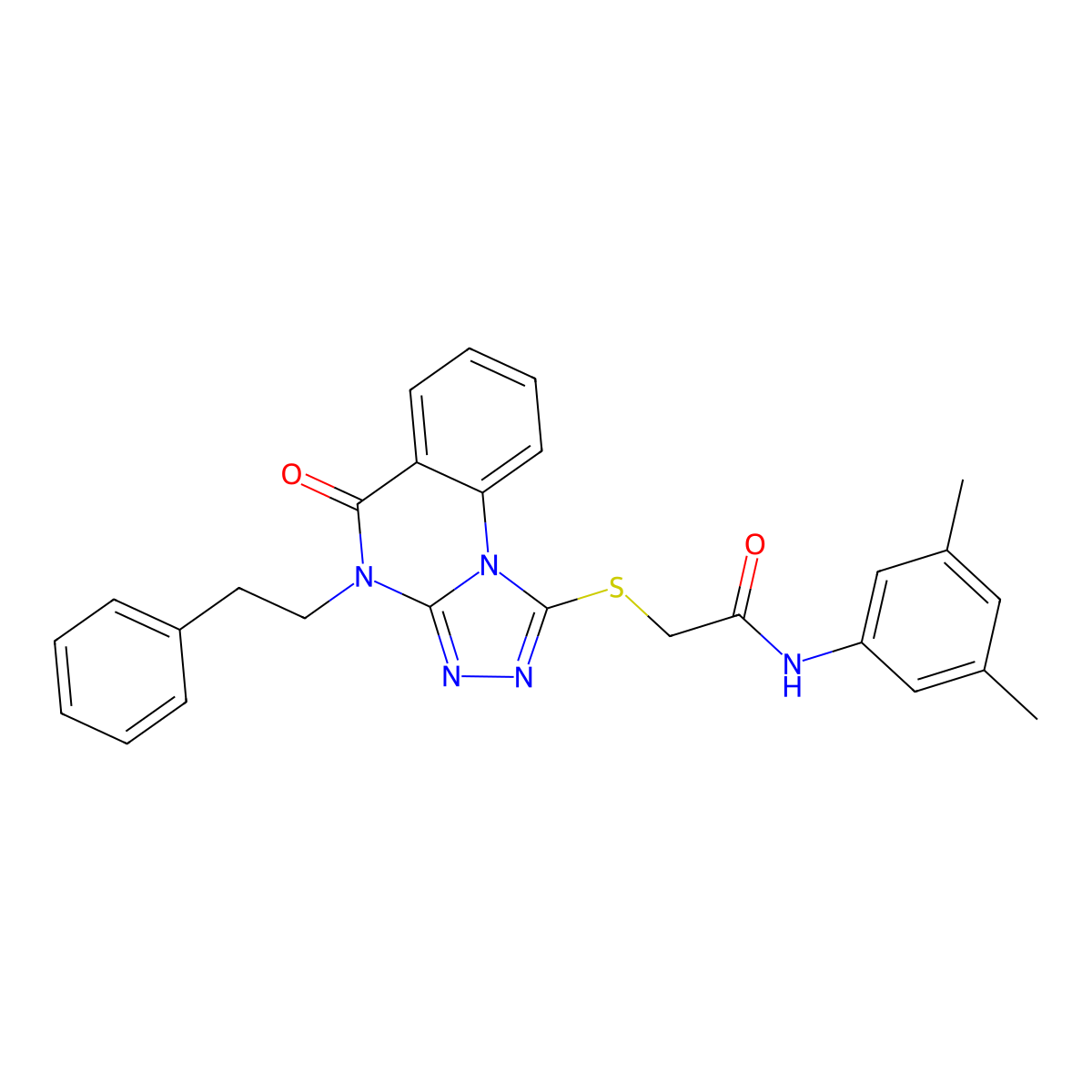 N-(3,5-dimethylphenyl)-2-((5-oxo-4-phenethyl-4,5-dihydro-[1,2,4]triazolo[4,3-a]quinazolin-1-yl)thio)acetamide molecular structure, CAS 1111151-44-0