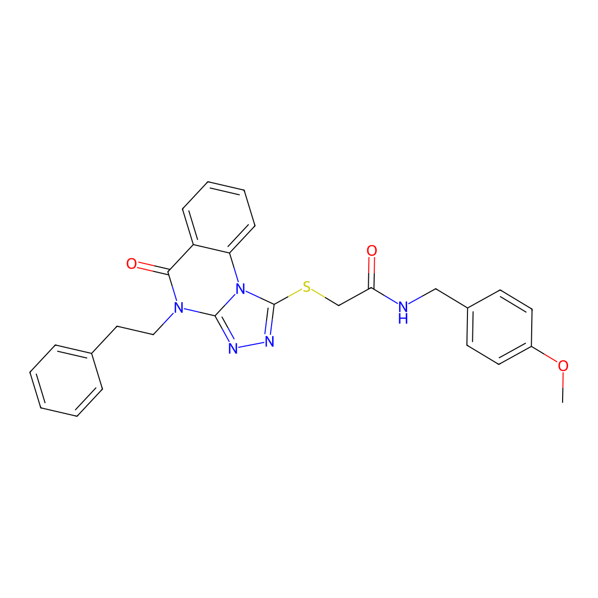 N-[(4-methoxyphenyl)methyl]-2-{[5-oxo-4-(2-phenylethyl)-4H,5H-[1,2,4]triazolo[4,3-a]quinazolin-1-yl]sulfanyl}acetamide molecular structure, CAS 1111151-45-1