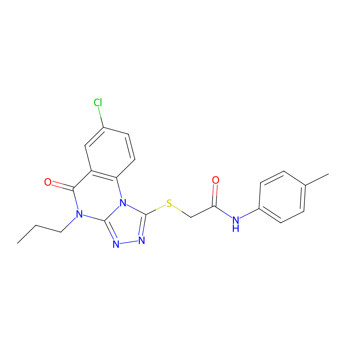 2-((7-chloro-5-oxo-4-propyl-4,5-dihydro-[1,2,4]triazolo[4,3-a]quinazolin-1-yl)thio)-N-(p-tolyl)acetamide molecular structure, CAS 1111151-50-8