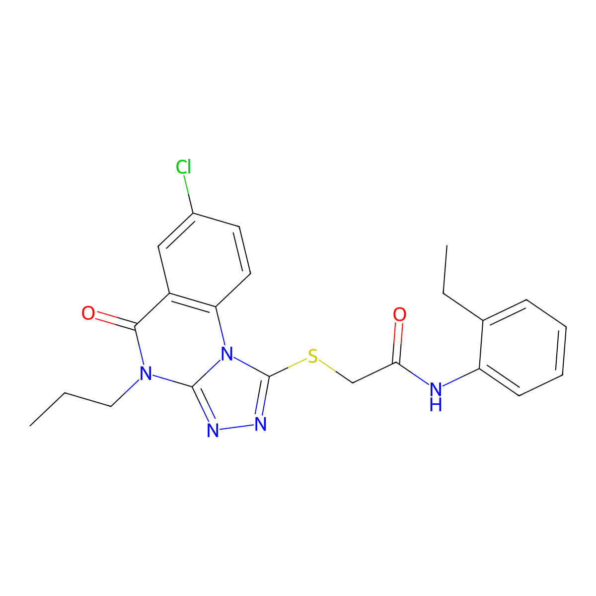 2-((7-chloro-5-oxo-4-propyl-4,5-dihydro-[1,2,4]triazolo[4,3-a]quinazolin-1-yl)thio)-N-(2-ethylphenyl)acetamide molecular structure, CAS 1111151-51-9