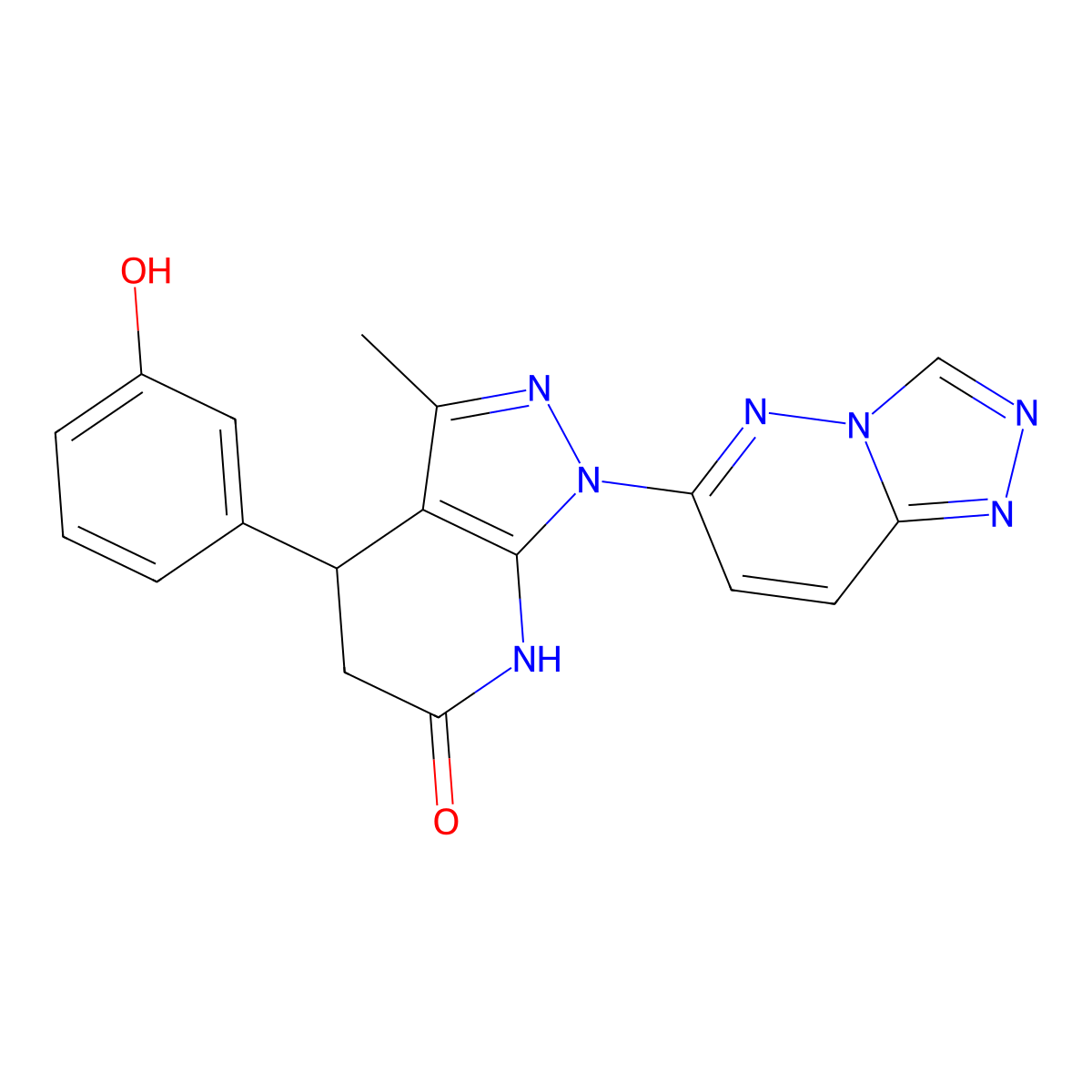 1-([1,2,4]triazolo[4,3-b]pyridazin-6-yl)-4-(3-hydroxyphenyl)-3-methyl-4,5-dihydro-1H-pyrazolo[3,4-b]pyridin-6(7H)-one molecular structure, CAS 1111153-88-8