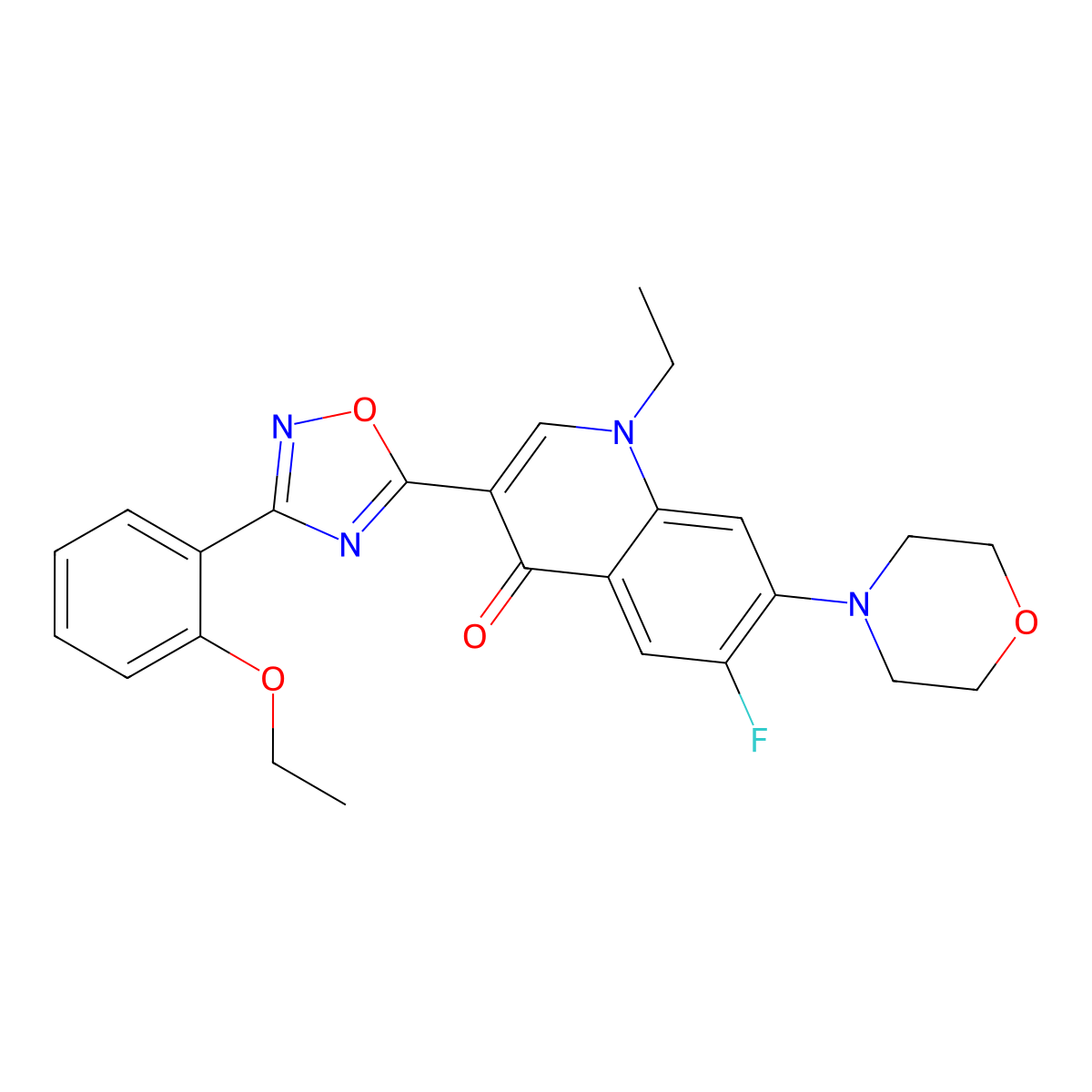 3-(3-(2-ethoxyphenyl)-1,2,4-oxadiazol-5-yl)-1-ethyl-6-fluoro-7-morpholinoquinolin-4(1H)-one molecular structure, CAS 1111158-24-7