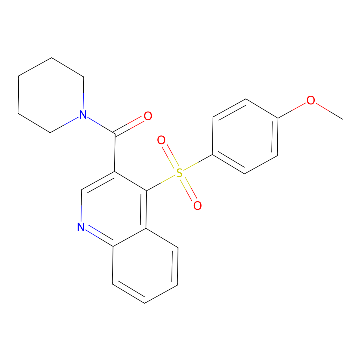 4-(4-Methoxybenzenesulfonyl)-3-(piperidine-1-carbonyl)quinoline molecular structure, CAS 1111164-58-9
