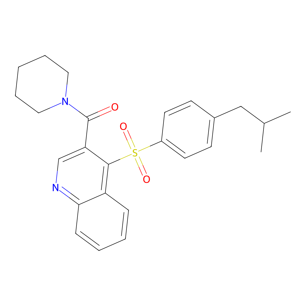 4-[4-(2-Methylpropyl)benzenesulfonyl]-3-(piperidine-1-carbonyl)quinoline molecular structure, CAS 1111164-59-0
