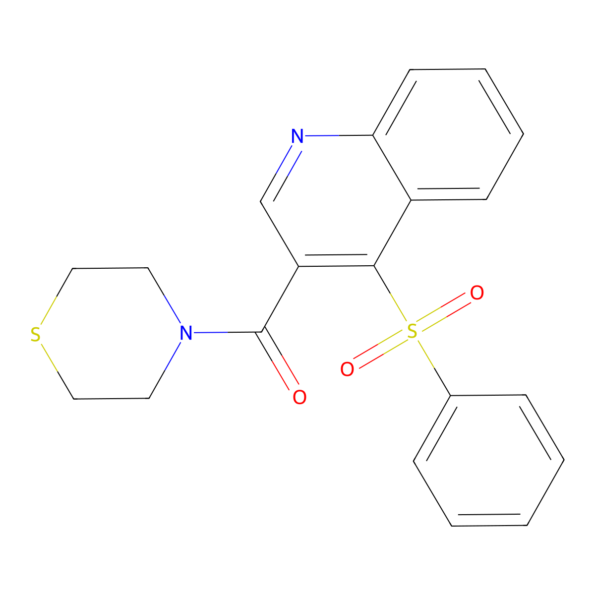 (4-(Phenylsulfonyl)quinolin-3-yl)(thiomorpholino)methanone molecular structure, CAS 1111164-60-3