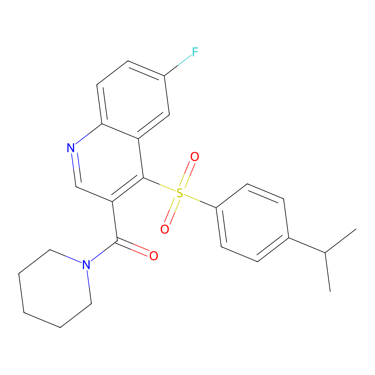 6-Fluoro-4-[(4-isopropylphenyl)sulfonyl]-3-(piperidin-1-ylcarbonyl)quinoline molecular structure, CAS 1111164-66-9