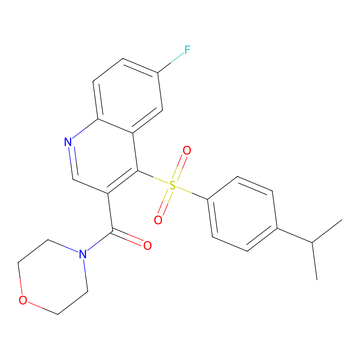 (6-Fluoro-4-((4-isopropylphenyl)sulfonyl)quinolin-3-yl)(morpholino)methanone molecular structure, CAS 1111164-69-2